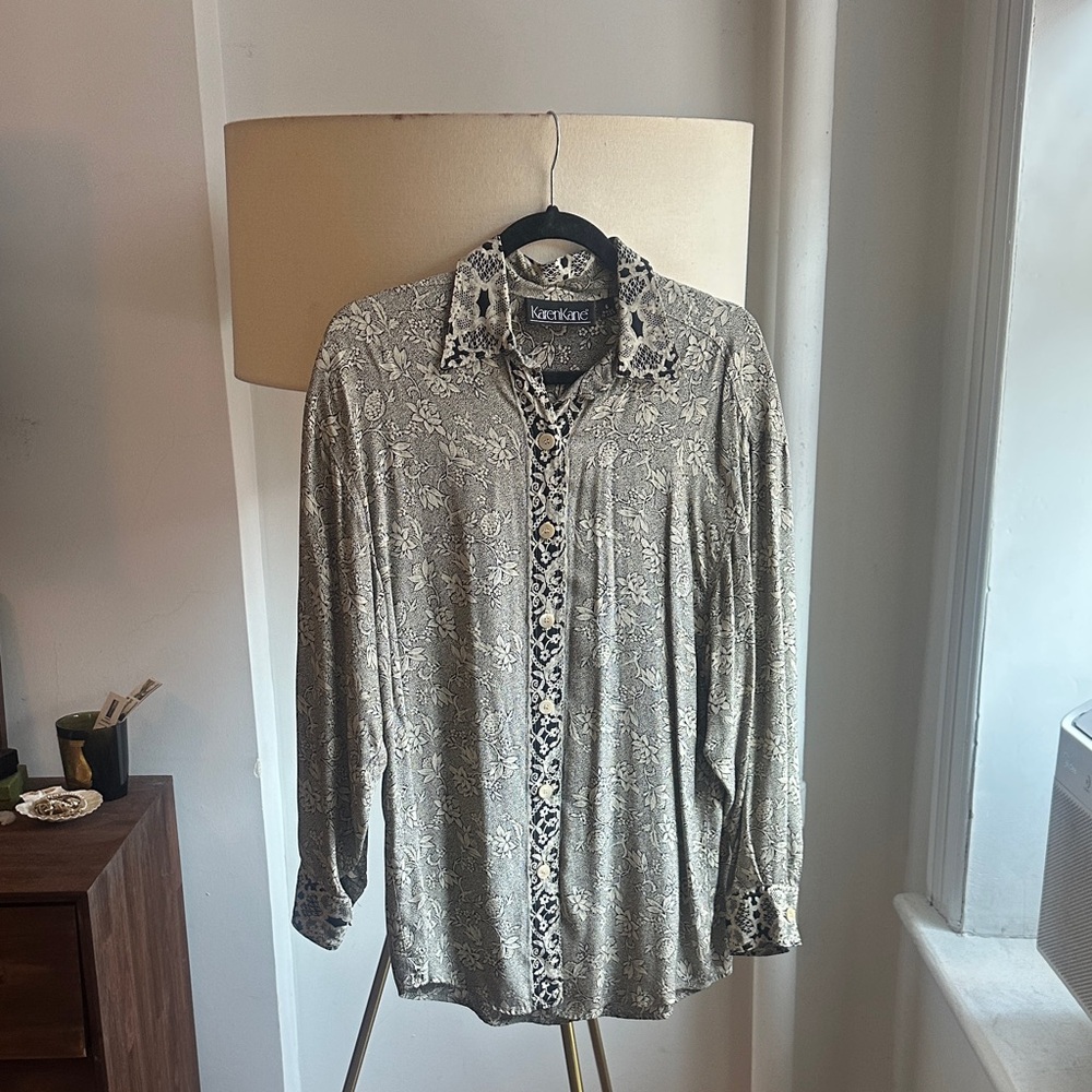 Black and White Patterned Button-down Shirt